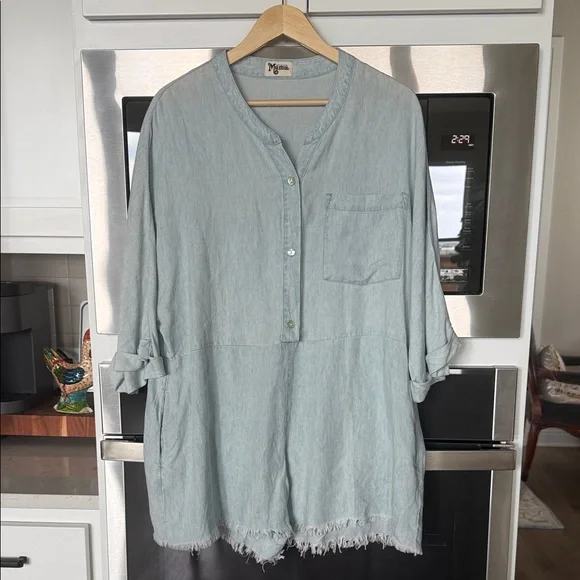 Mumu Light Wash Chambray Tunic - Picture 1 of 5